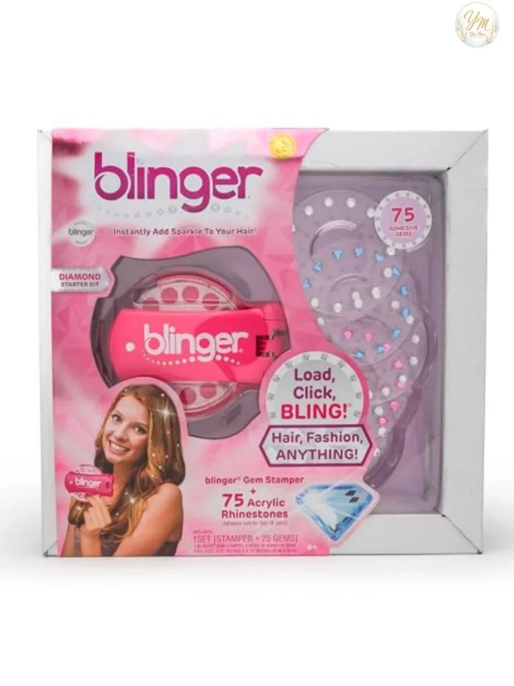 Rhinestone Gem Stamper Hair Decorating Tool with 75 Crystals for Girls